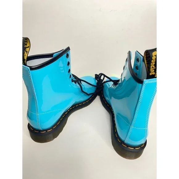 Dr. Martens 1460 Blue Patent Leather Lace Up Boots Shine On Sz. 37 US 6 UK 4 NEW - Picture 7 of 9